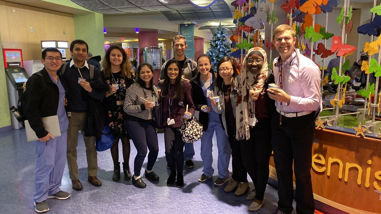 Medical students smiling with ice cream